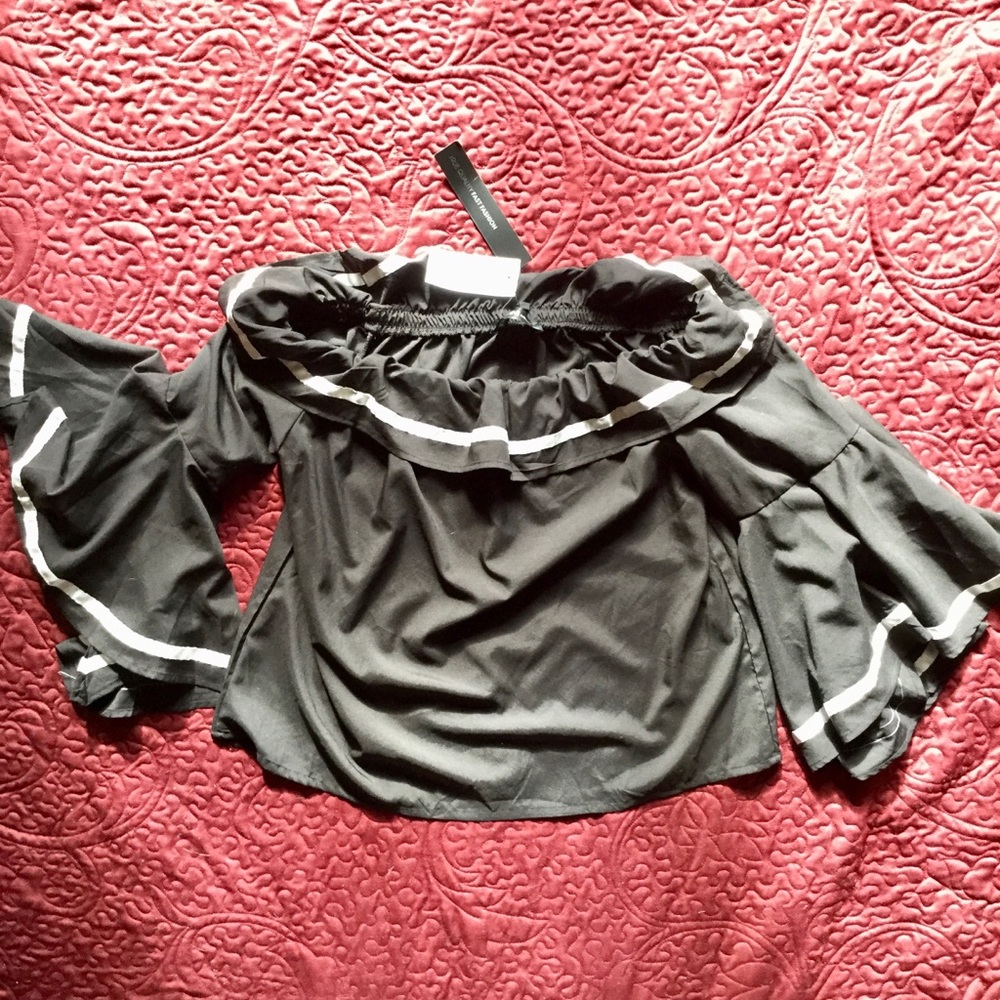 Off the shoulder bell sleeve top